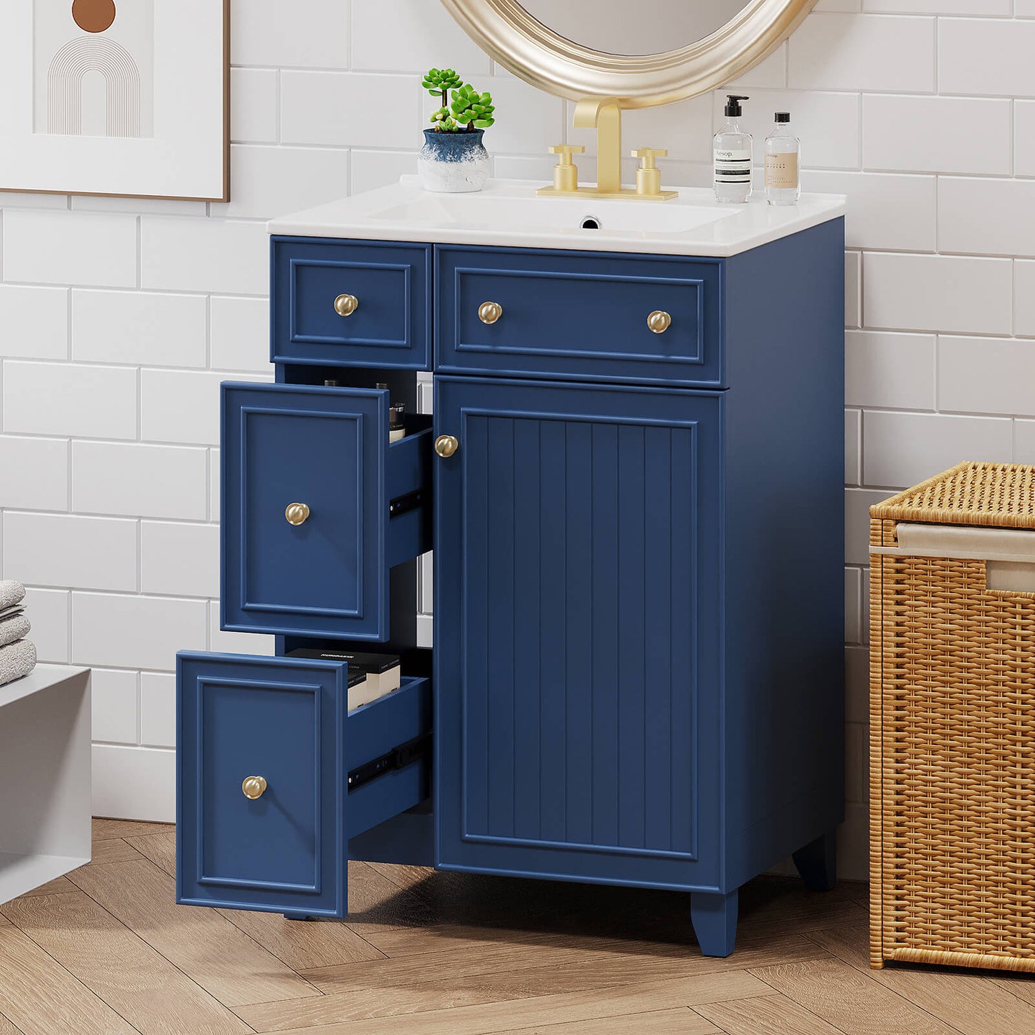 Space-efficient vanity with sleek design and clutter-free storage options