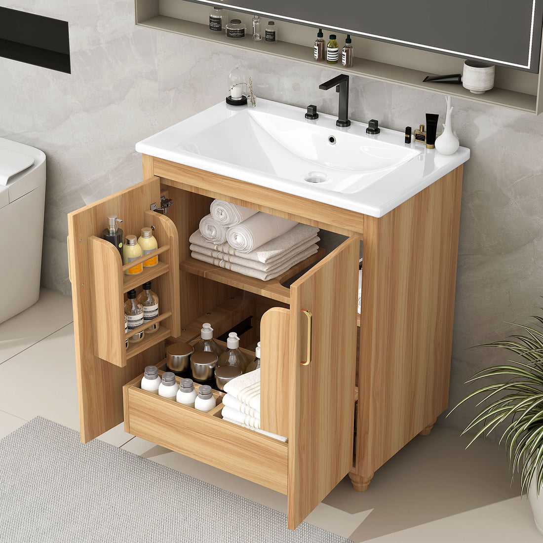 Space saving 30 in vanity for modern bathrooms