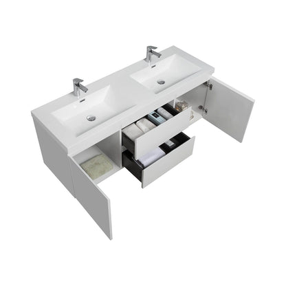 Spacious 60 in double sink bathroom vanity with ample storage and sleek design