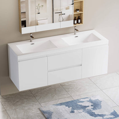 Spacious 60 in double sink vanity with high quality materials and eco friendly design