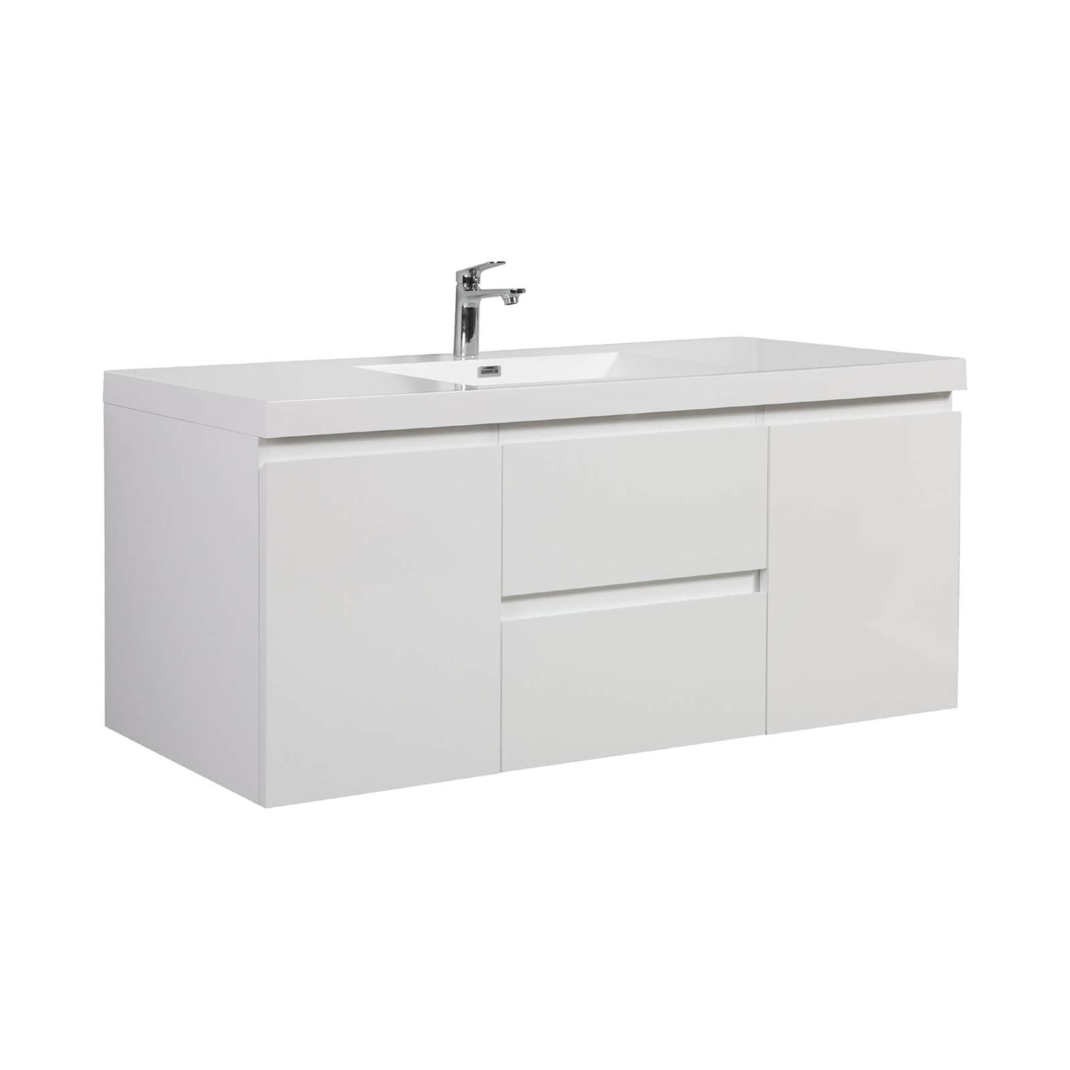 Spacious bathroom vanity with integrated storage solutions