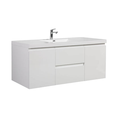 Spacious bathroom vanity with integrated storage solutions