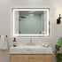 Square LED bathroom mirror with illuminated edge and touch control sensors
