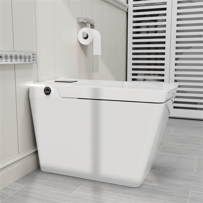 Square White Floor Mounted Smart Bidet Toilet with Automatic Cover