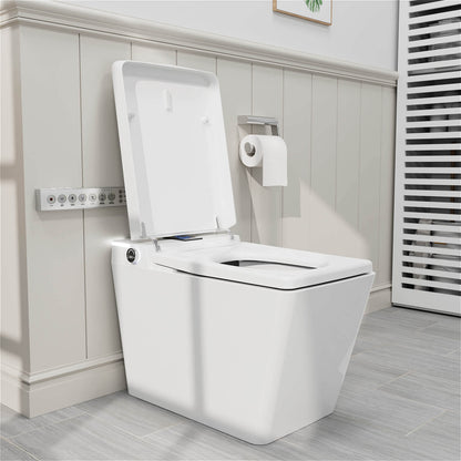 Square White Remote Control Smart Bidet Toilet with Automatic Cover