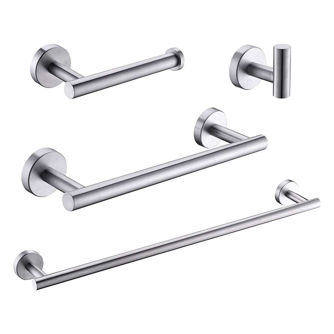 Stainless Steel 4-Piece Wall-Mounted Brushed Nickel Bathroom Hardware Set