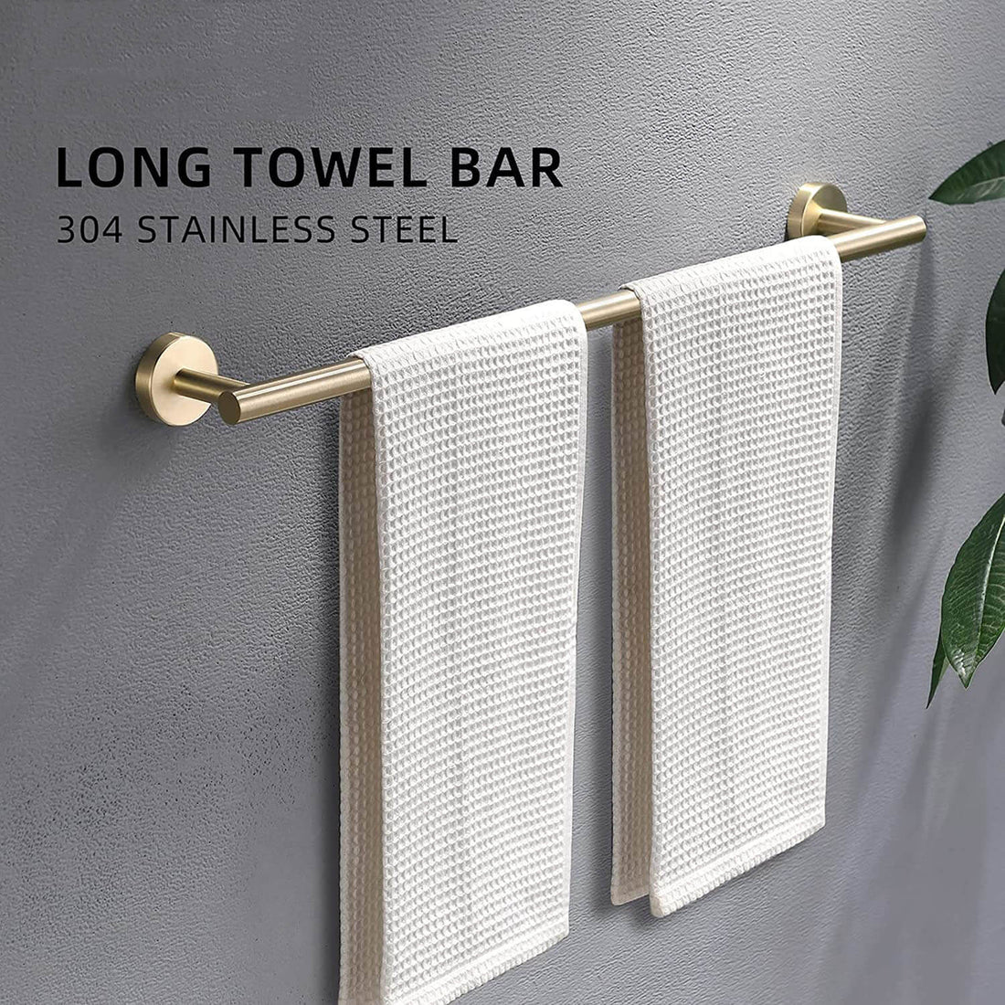 Stainless Steel Wall-Mounted Brushed Gold Bathroom Hardware long towel bar
