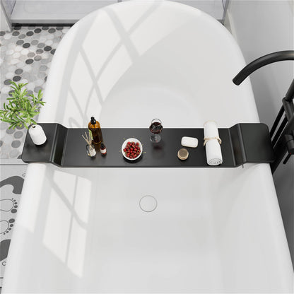 Black Stone Resin Bathtub Caddy Tray for Freestanding Tub