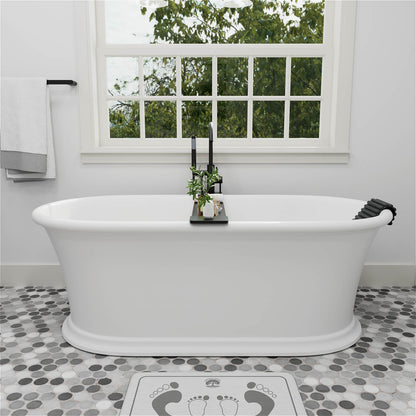 Black Stone Resin Bathtub Caddy Tray for Freestanding Tub