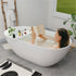 Stone Resin Freestanding Soaking Bathtub with Bathtub Tray