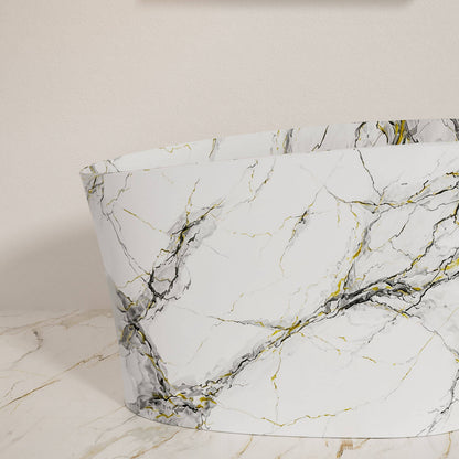 Stone resin Japanese soaking bathtub with matte white and marble finish