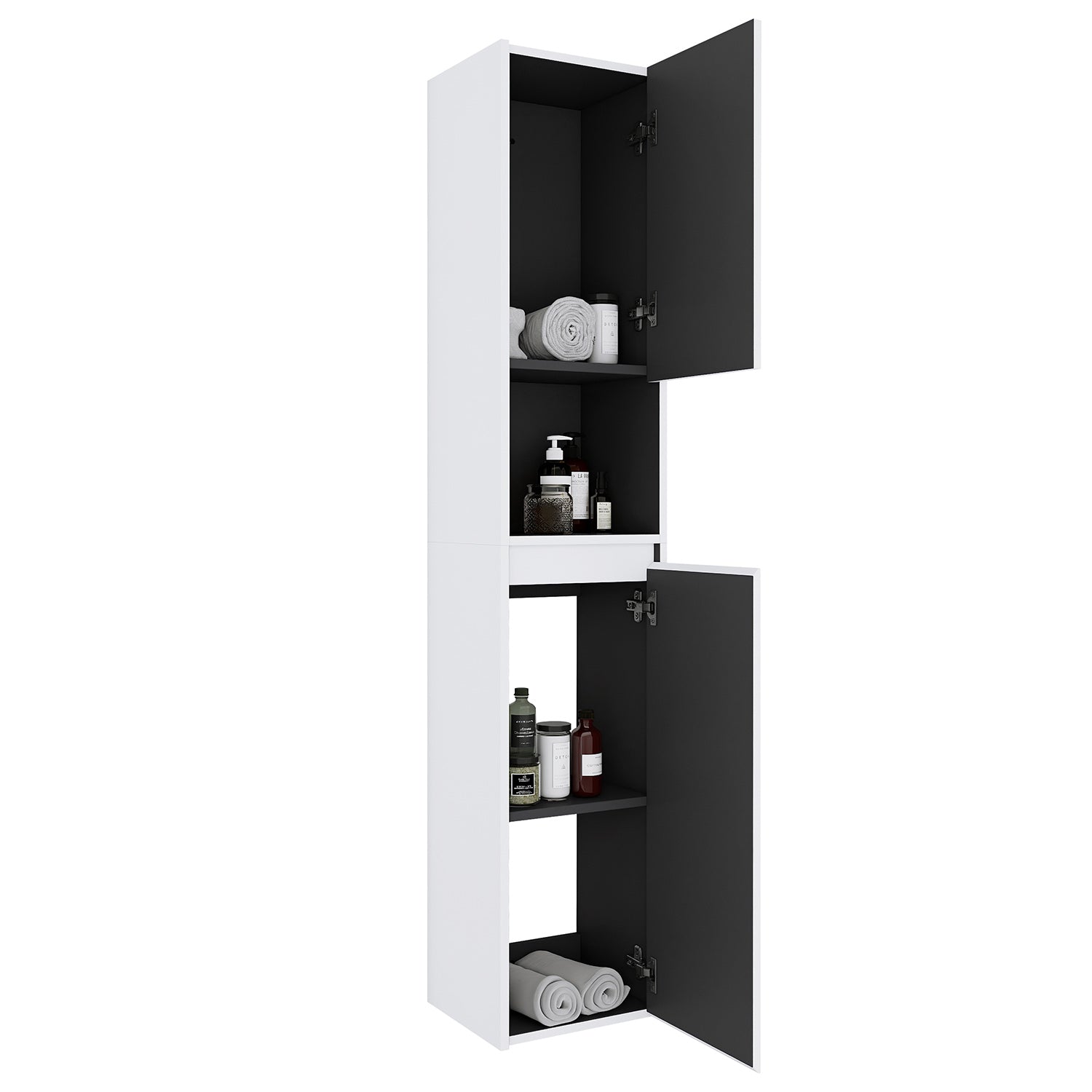 Storage space display of 59 inch Tall White Bathroom Wall Cabinet