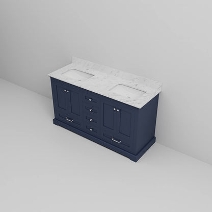Stylish 60 inch blue bathroom vanity with quiet soft close mechanism