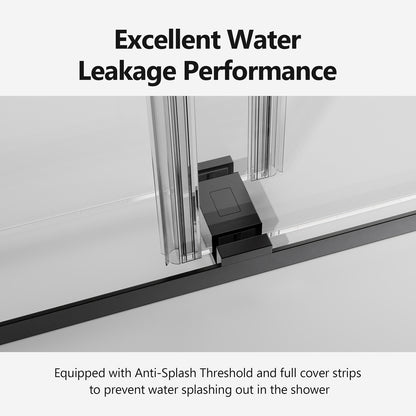 Stylish black dual sliding shower door with advanced damping