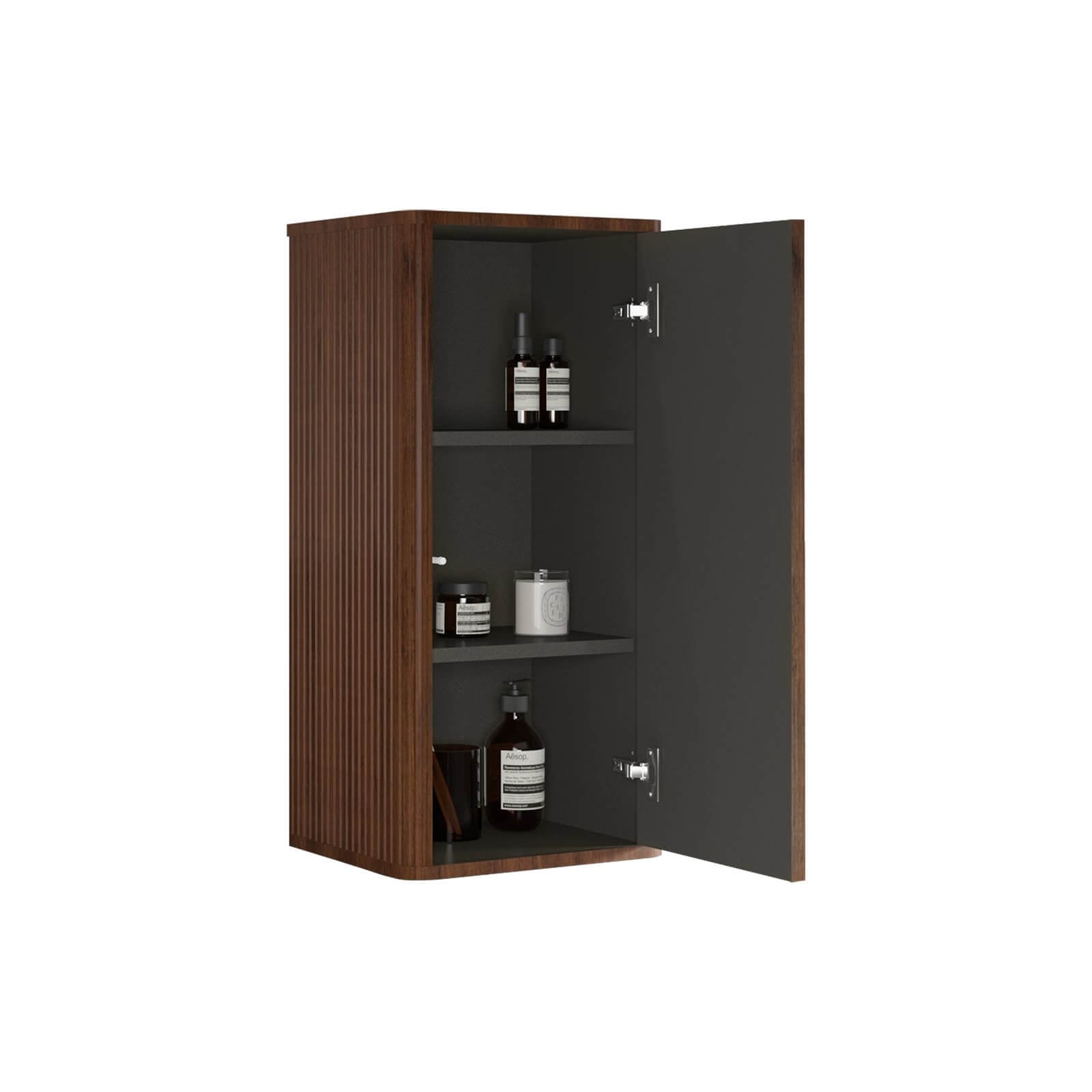 Stylish 29-Inch Walnut Floating Linen Cabinet for Modern Interiors