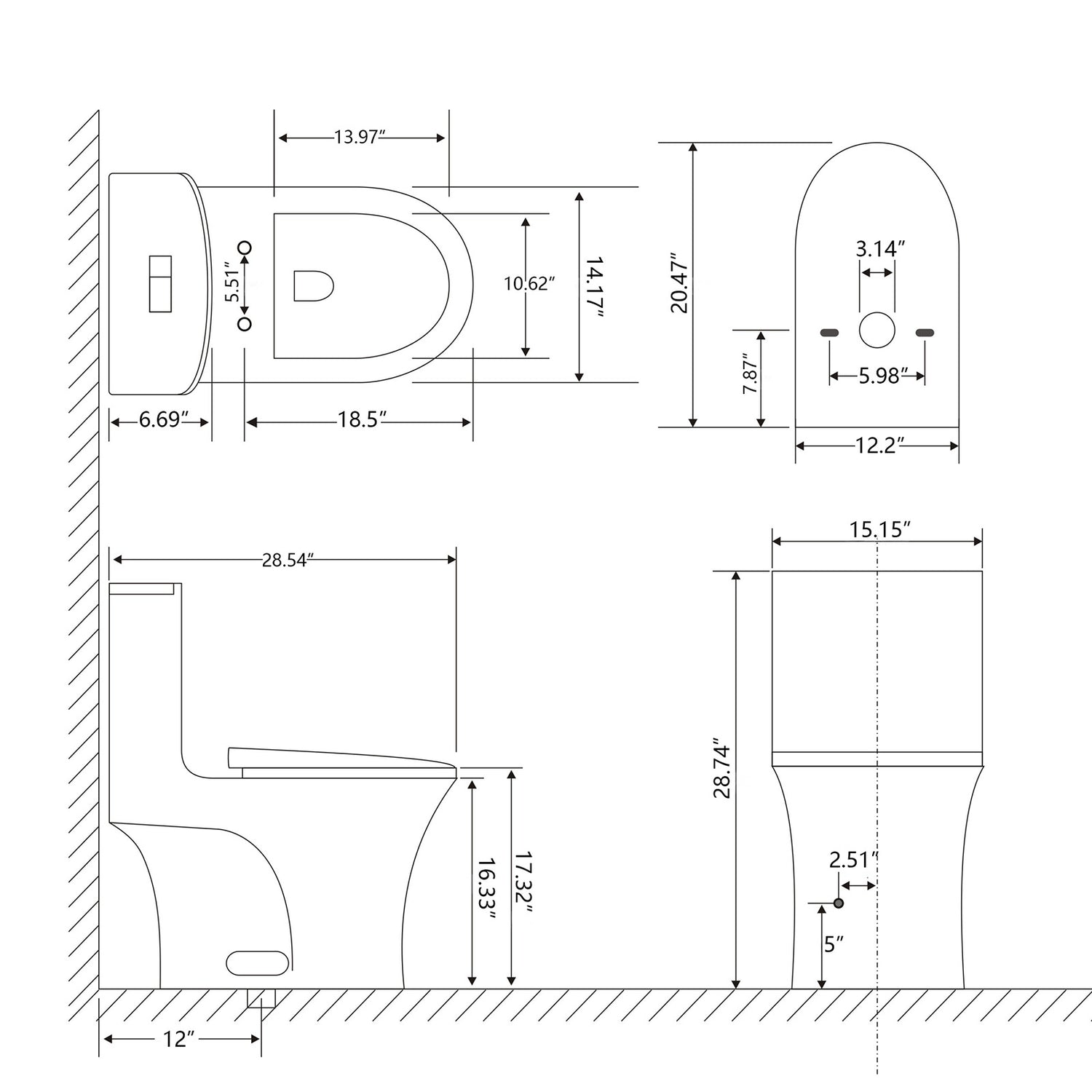 T12 Toilet Dimensions