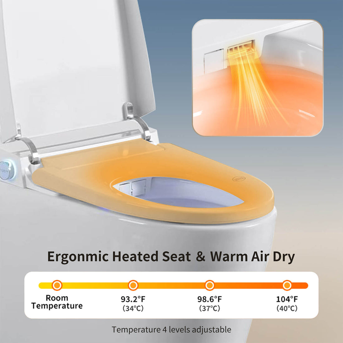 Tankless Smart Bidet Toilet with Ergonmic Heated Seat   Warm Air Dry