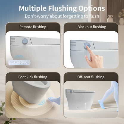 Tankless Smart Bidet Toilet with Multi-functional Flushing