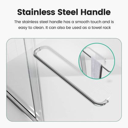 Tempered glass shower door with PVC seals and ergonomic handle