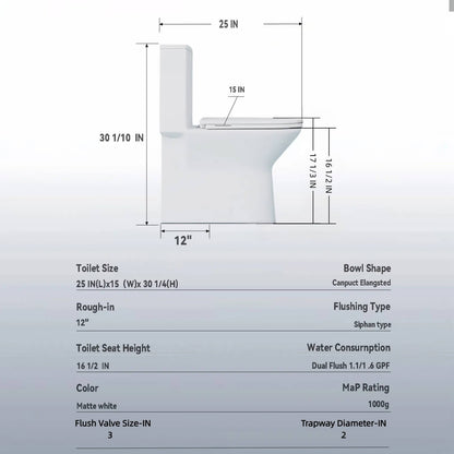 Toilet dimensions and specifications for W3192GTP279682