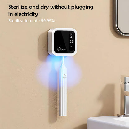 Toothbrush sanitizer holder with one-touch smart sensor lid