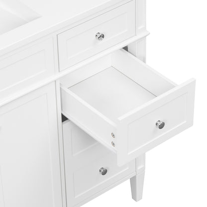 Top Corner Angle View Open Upper Drawer Freestanding Vanity