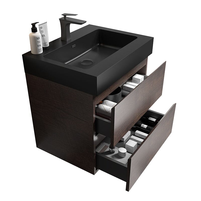 24 Inch Bathroom Vanity with Sink Wall Mounted Floating One-Piece Sink Cabinet