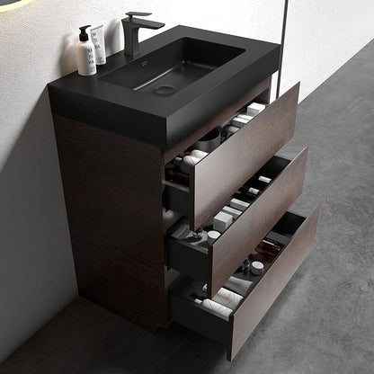 30 Inch Bathroom Vanity with Sink Floor Mounted One-Piece Sink Cabinet