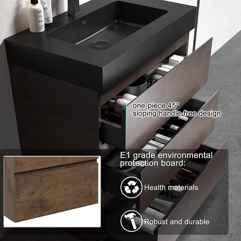 30 Inch Bathroom Vanity with Sink Floor Mounted One-Piece Sink Cabinet