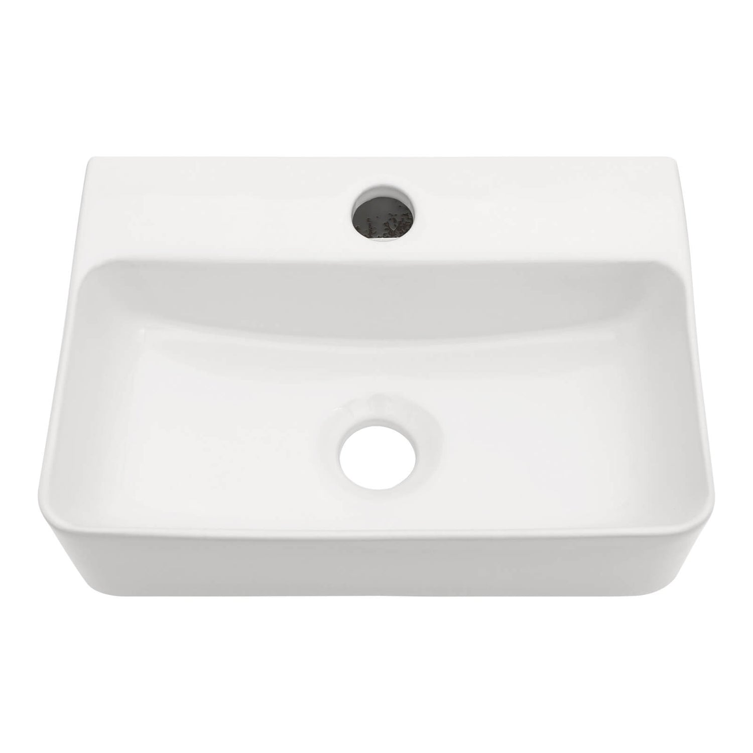 Ultra compact ceramic sink for small bathrooms