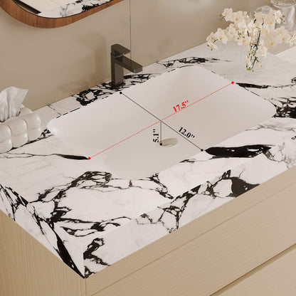 Undermount Bathroom Basin Dimensions Marble Look Top Wood Vanity