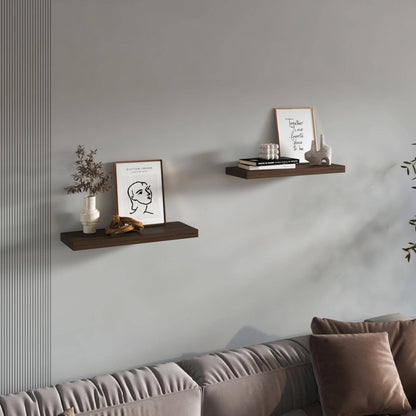 31.5" Dark Oak Floating Shelf for Bathroom Storage (Set of 2)