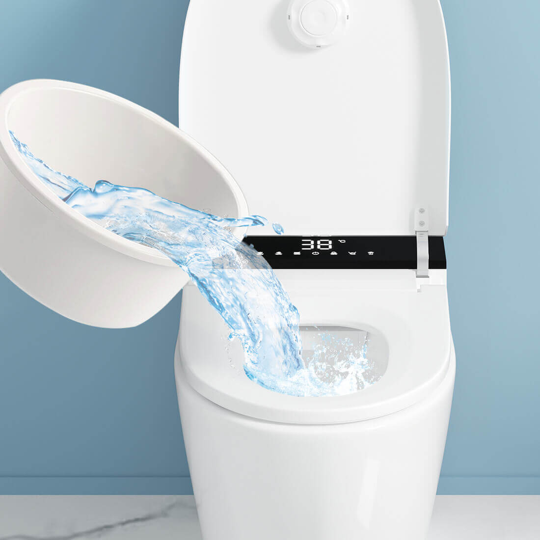 Use bottled water to flush the smart toilet during a power outage