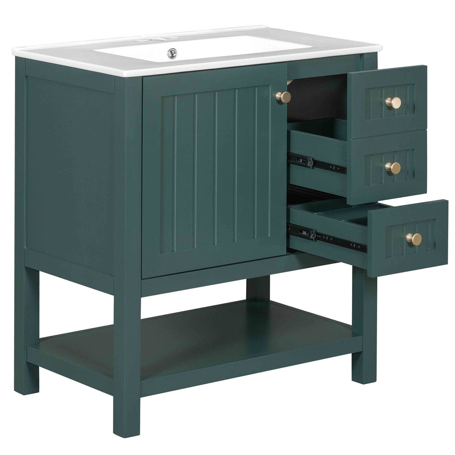 Vanity cabinet showcasing its sturdy solid wood frame