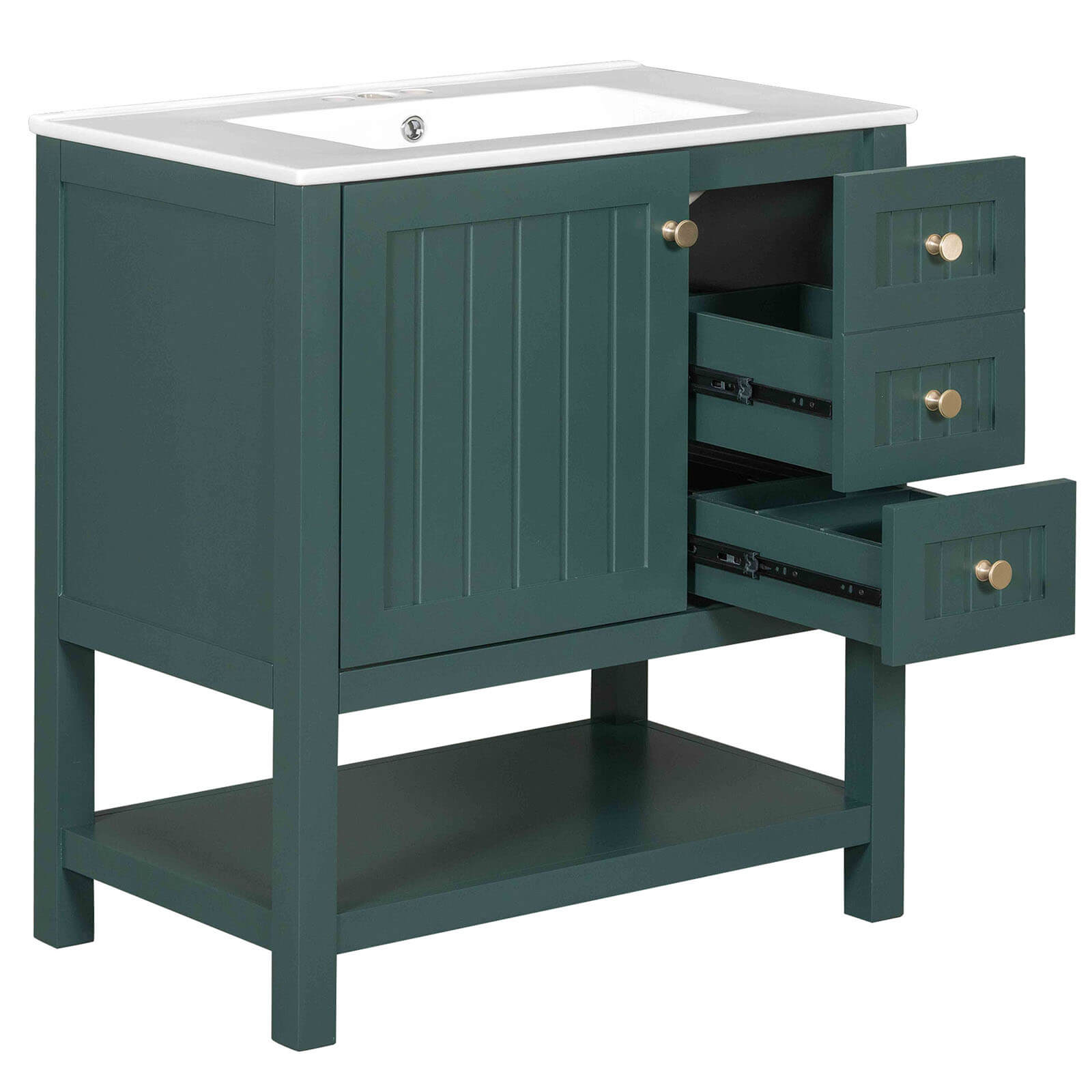 Vanity cabinet showcasing its sturdy solid wood frame