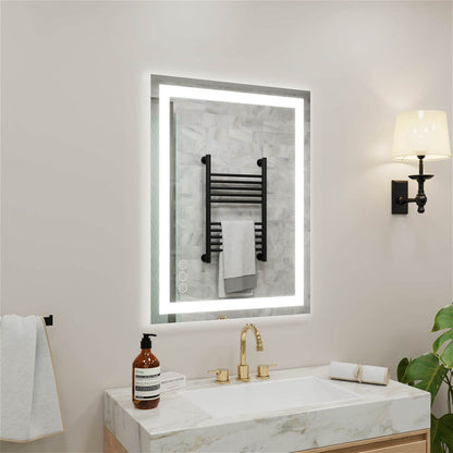 Vertical LED bathroom mirror with built-in anti-fog function and touch switches