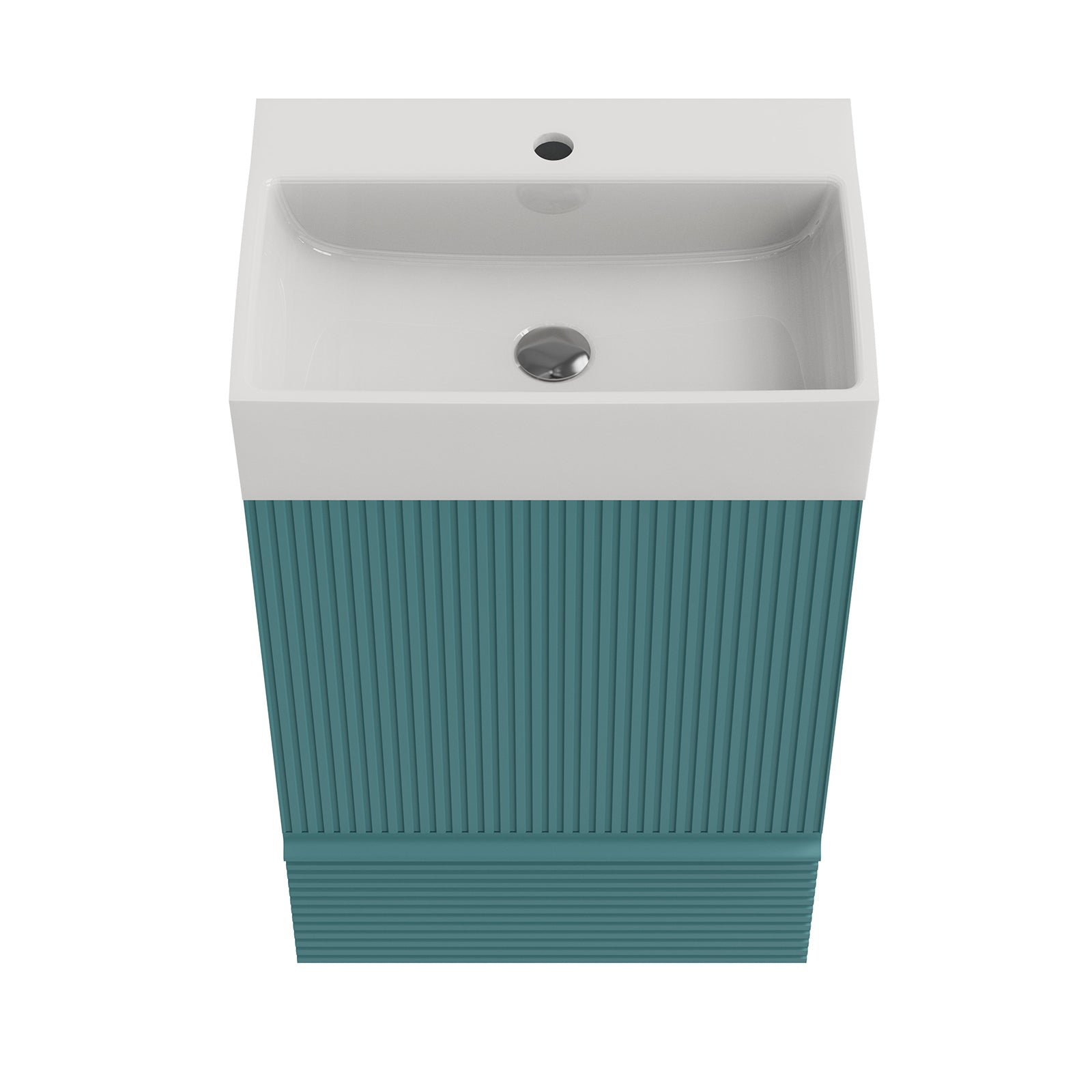 Vibrant green bathroom vanity with stylish fluted texture