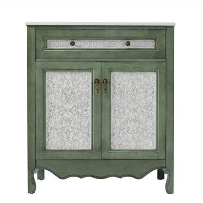 Victorian style bathroom vanity with antique bronze handles