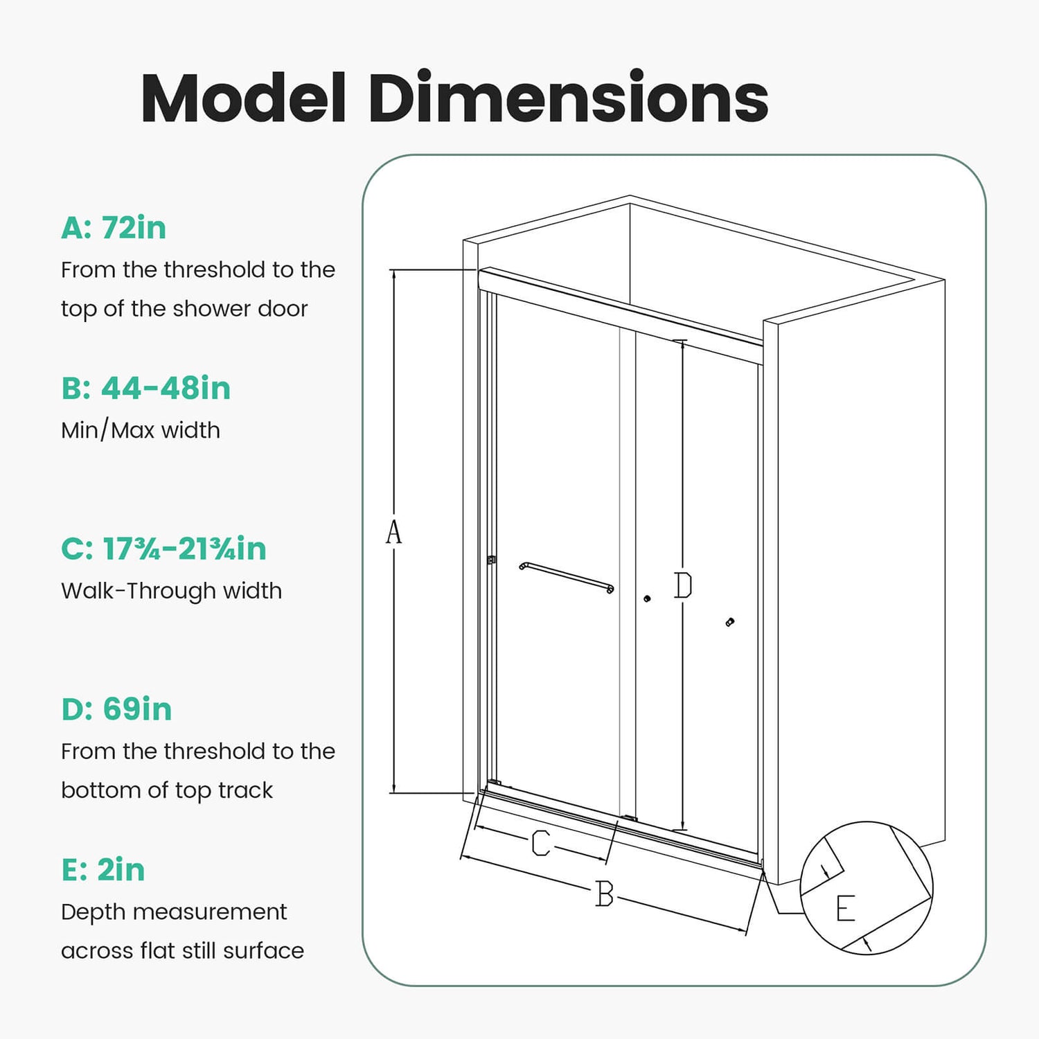 W1552GTP221562 shower door size specifications