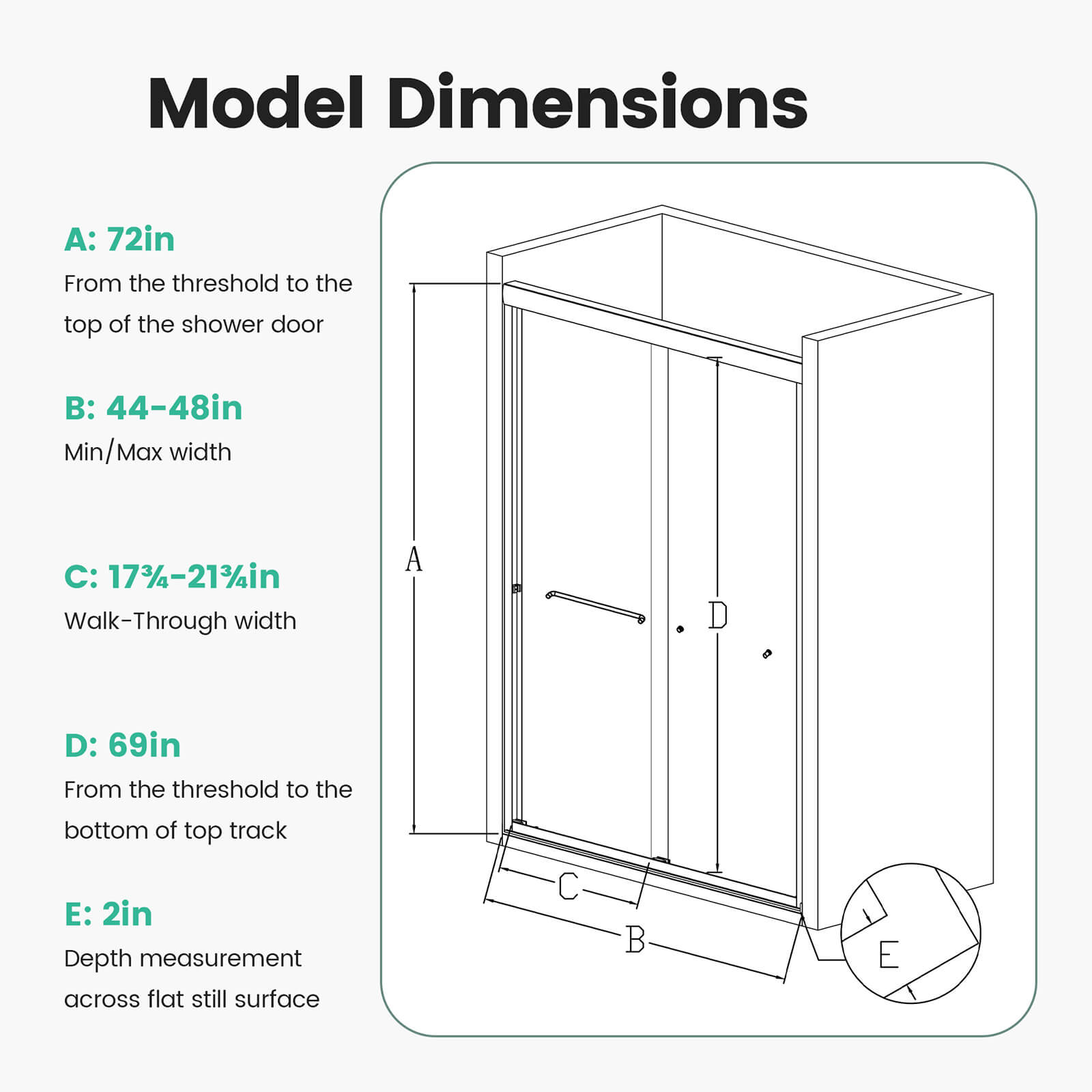 W1552GTP221562 shower door size specifications