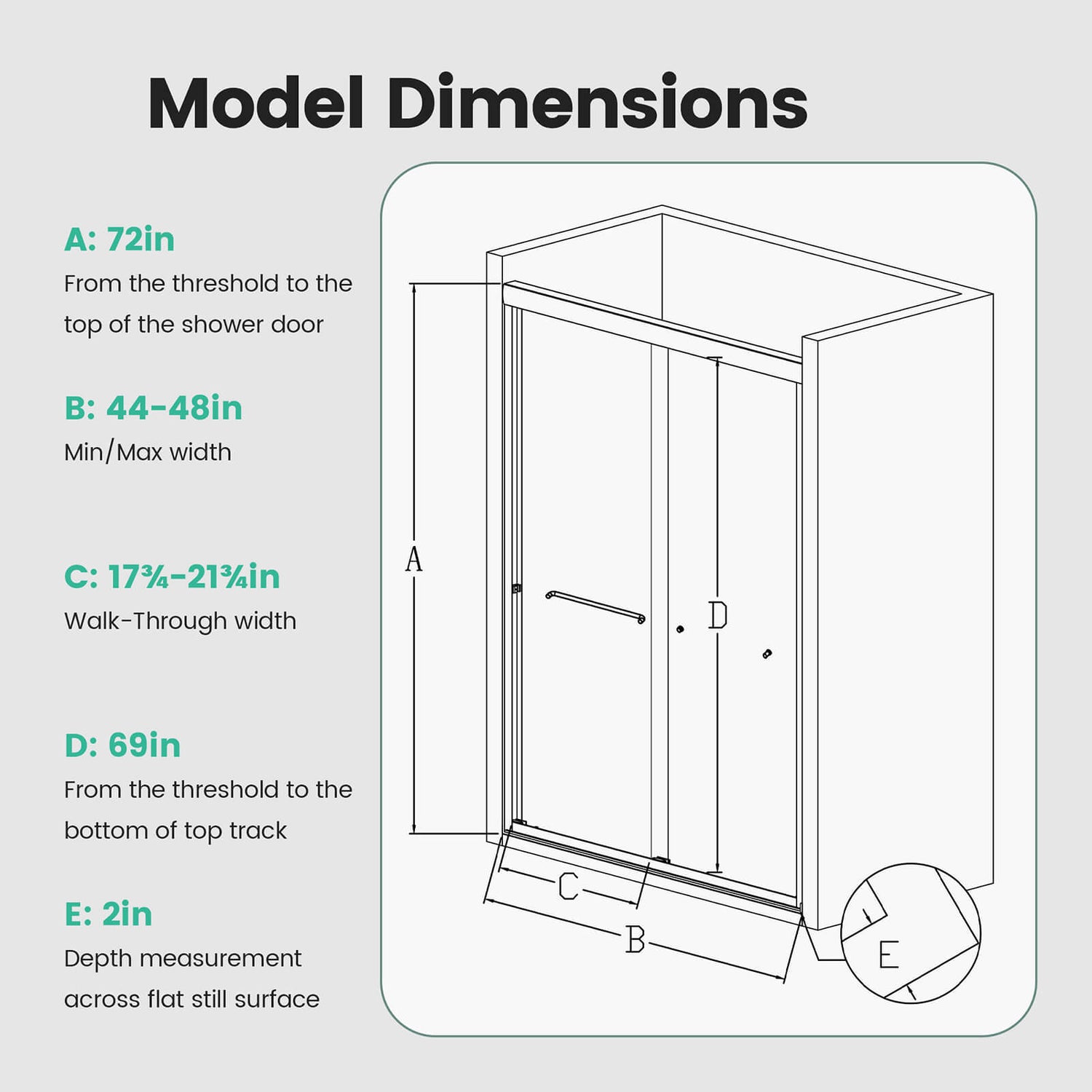 W1552GTP221563 shower door size specifications instructions