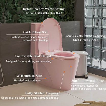 W1573GTP147635 Detailed description of each part of the pink toilet