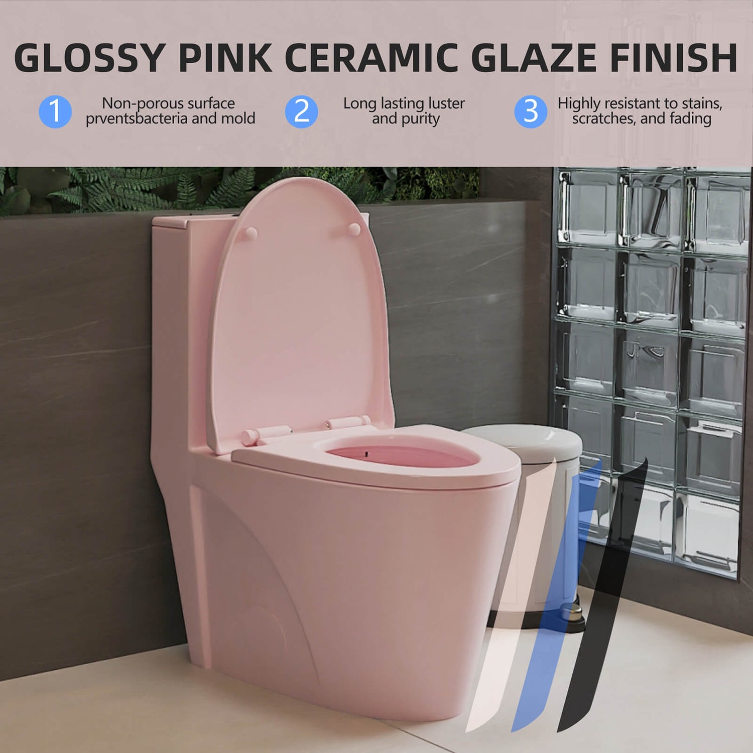 W1573GTP147635 Pink Toilet Finish Description