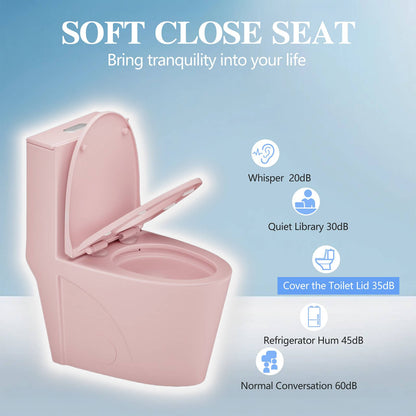 W1573GTP147635 Pink Toilet Soft Close Lid Function Details