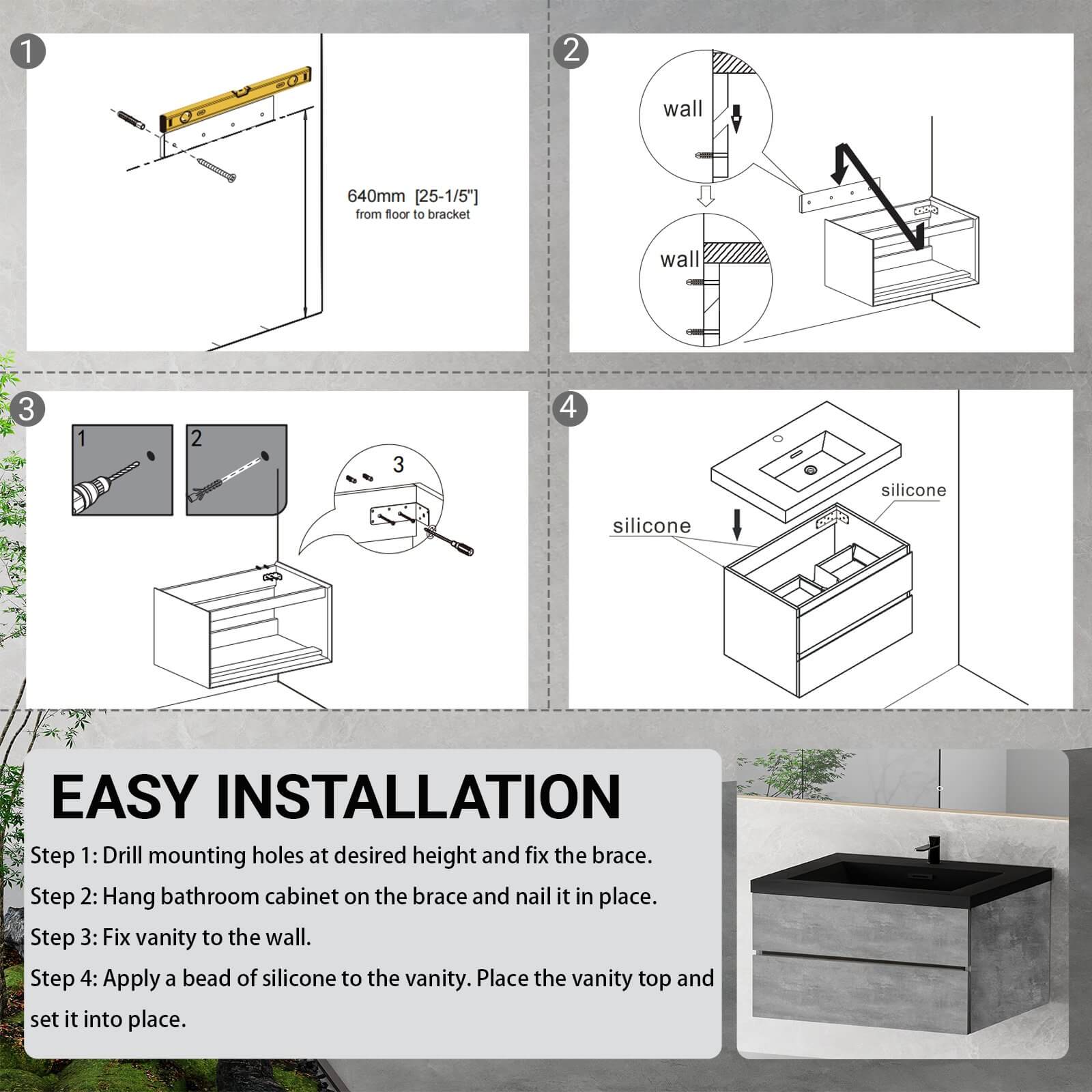 W1573GTP155846 Bathroom Vanity Installation Instructions