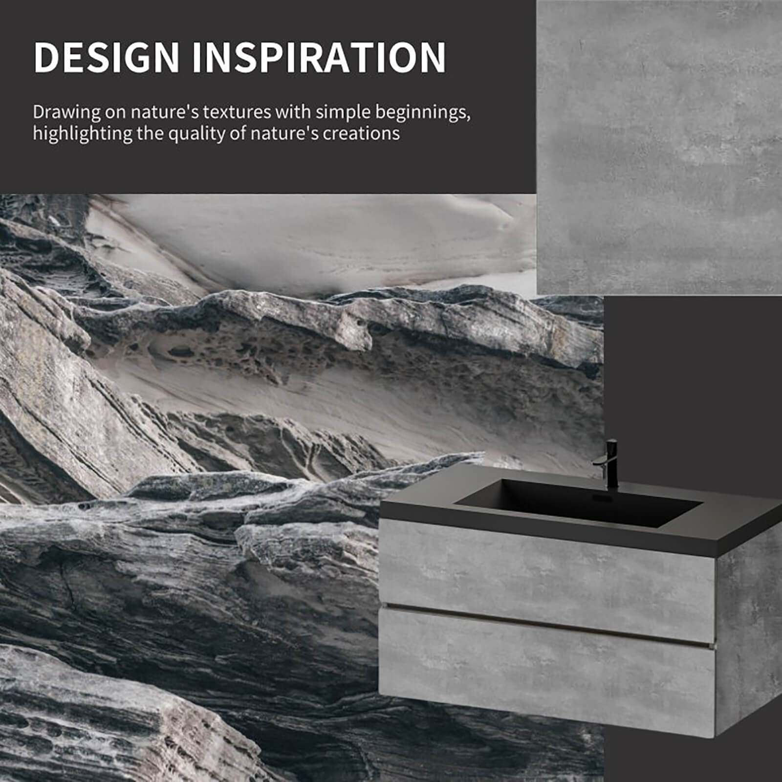 W1573GTP155847 Bathroom Vanity Cement Gray Finish