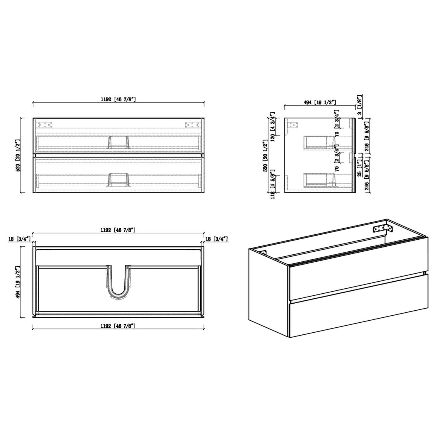 W1573GTP155848 Bathroom vanity cabinet dimensions and specifications