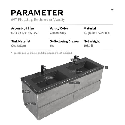 W1573GTP155849 Bathroom Vanity Dimensions Specifications