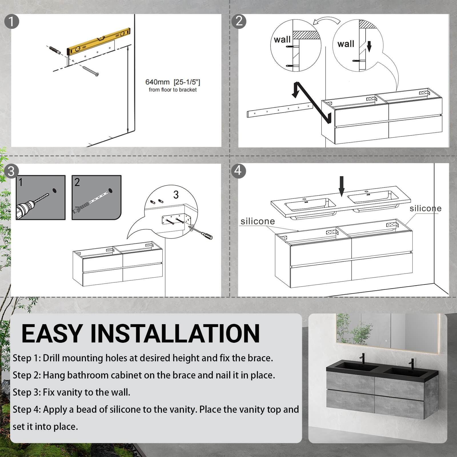 W1573GTP155849 Bathroom Vanity Installation Instructions