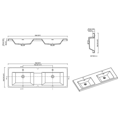 W1573GTP155849 Bathroom Vanity Top Sink Dimensions Specifications